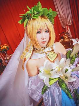 《Fate Grand Order》尼禄花嫁满破 C O S P L A Y_fate尼禄花嫁三破 少女嫁王 头上绿绿的 (17)