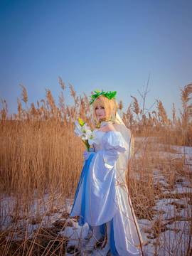 《Fate Grand Order》尼禄花嫁满破 C O S P L A Y_fate尼禄花嫁三破 少女嫁王 头上绿绿的 (4)