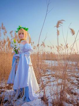 《Fate Grand Order》尼禄花嫁满破 C O S P L A Y_fate尼禄花嫁三破 少女嫁王 头上绿绿的 (5)