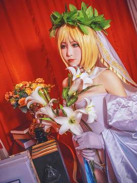 《Fate Grand Order》尼禄花嫁满破 C O S P L A Y_fate尼禄花嫁三破 少女嫁王 头上绿绿的 (14)